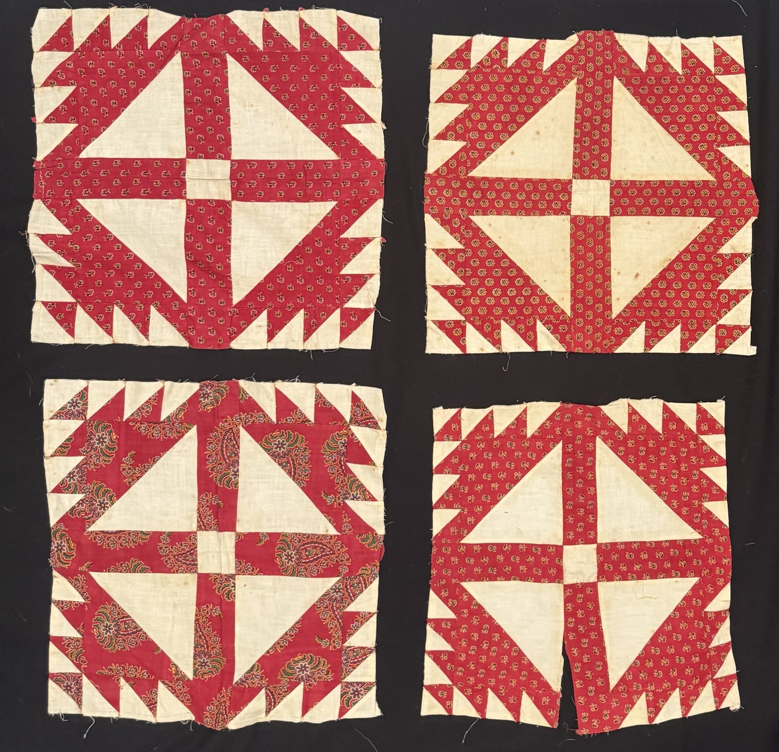 Antique 1840 Pine Tree Quilt Blocks