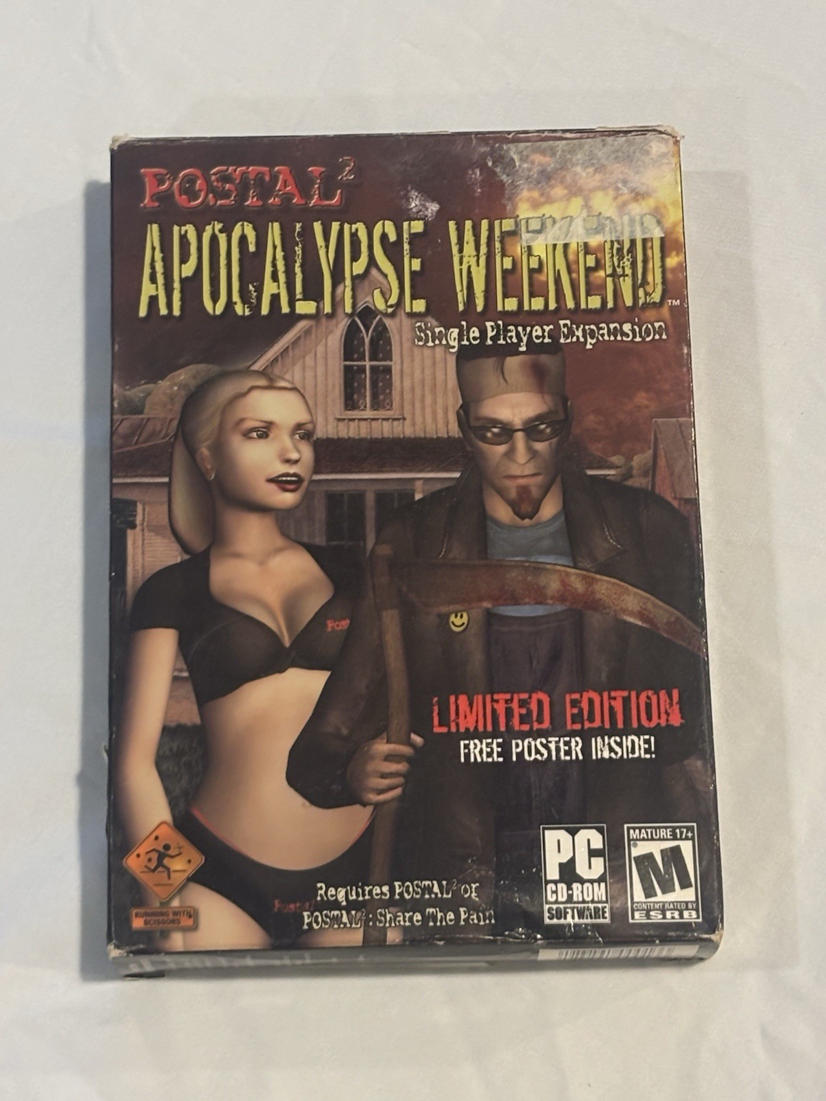 Postal 2 Apocalypse Weekend Expansion Pack Manual, Box, Poster, Disc PC