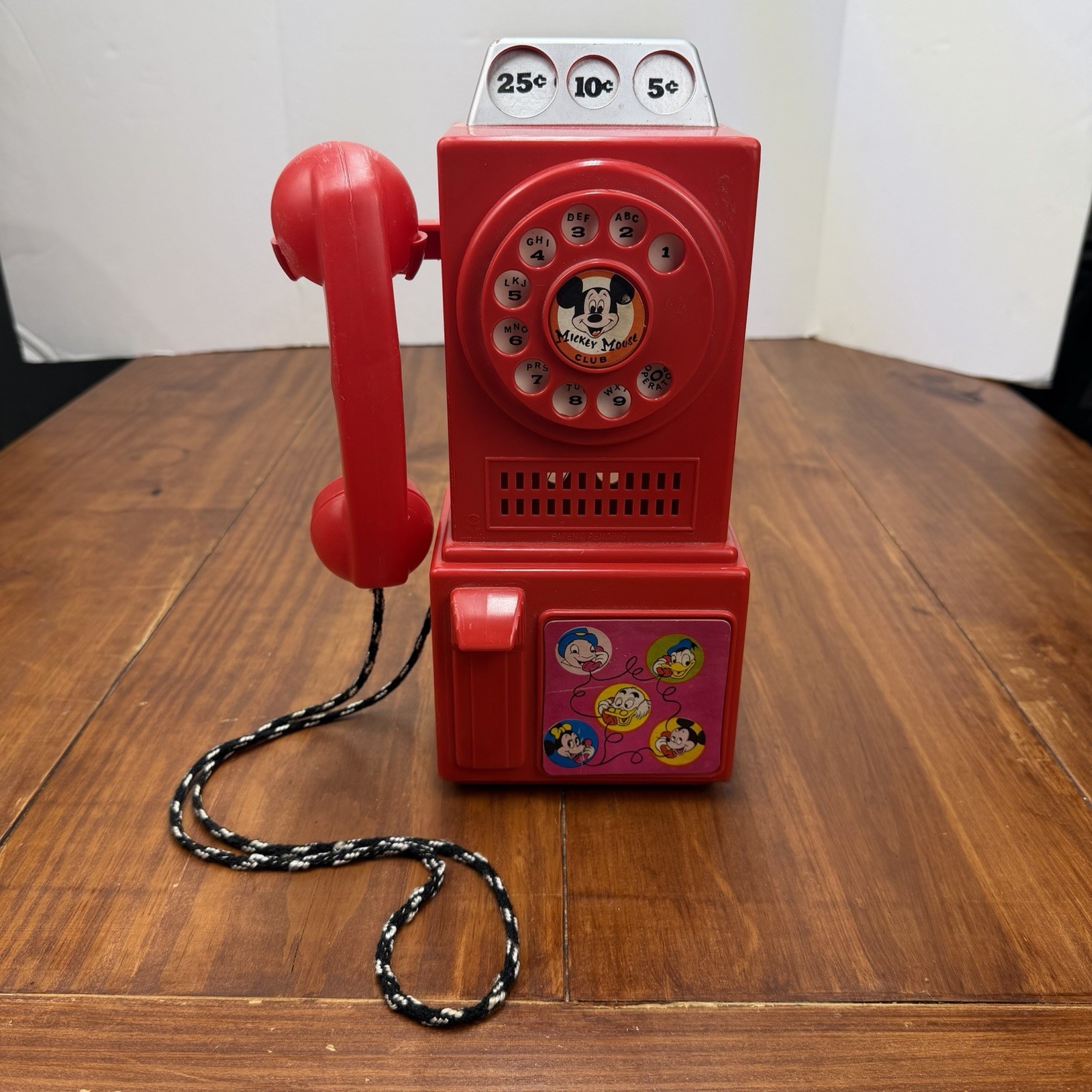 Rare Disney Hasbro 1960s Mickey Mouse Club Talking Telephone Red Vintage Record