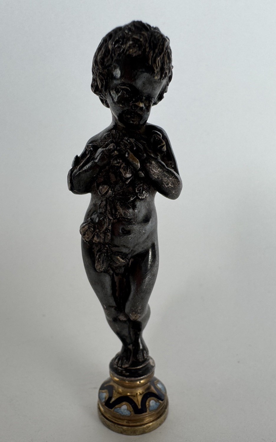 Antique French Art Nouveau Bronze Figural Woman Wax Seal Stamp c1900