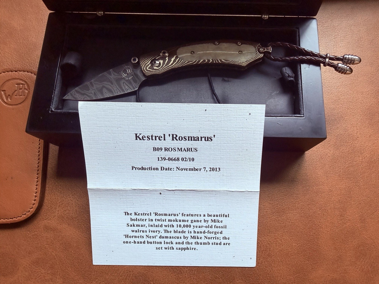 RARE William Henry B09 Kestrel Rosmarus Damascus Mokume Gane #02/10 NIB