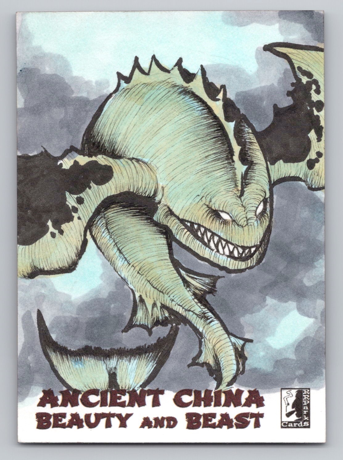 Ancient China Beauty And Beast. Artist: Keith Adrian Derla - The Kun Sketch Card