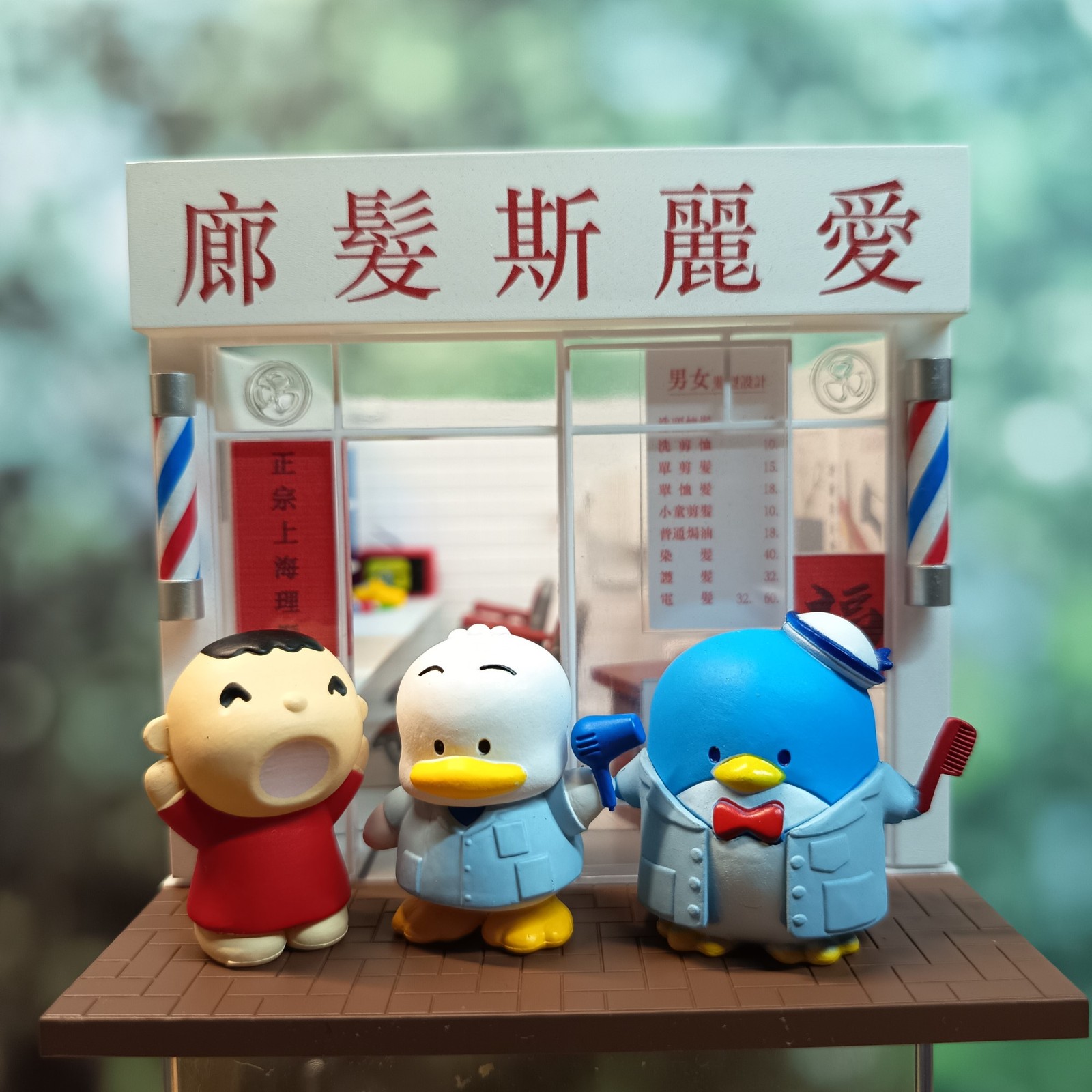 Sanrio Miniature HONG KONG RETRO HAIR SALON Diorama Pekkle Minna Tabo Tuxedo Sam