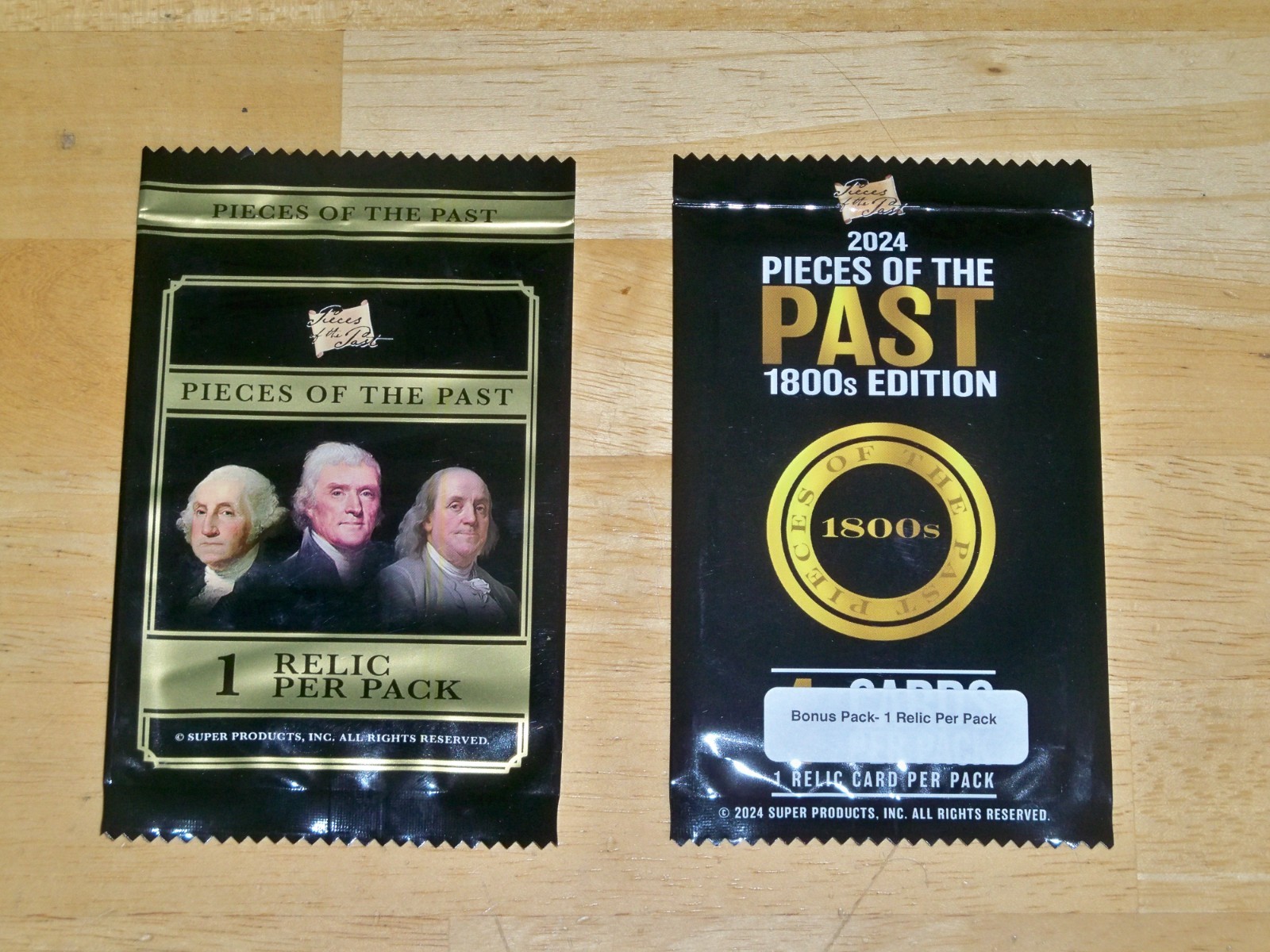 2 Sealed Packs PIECES OF THE PAST -- 1800's BONUS PACK  / Historical Hit 1 Relic