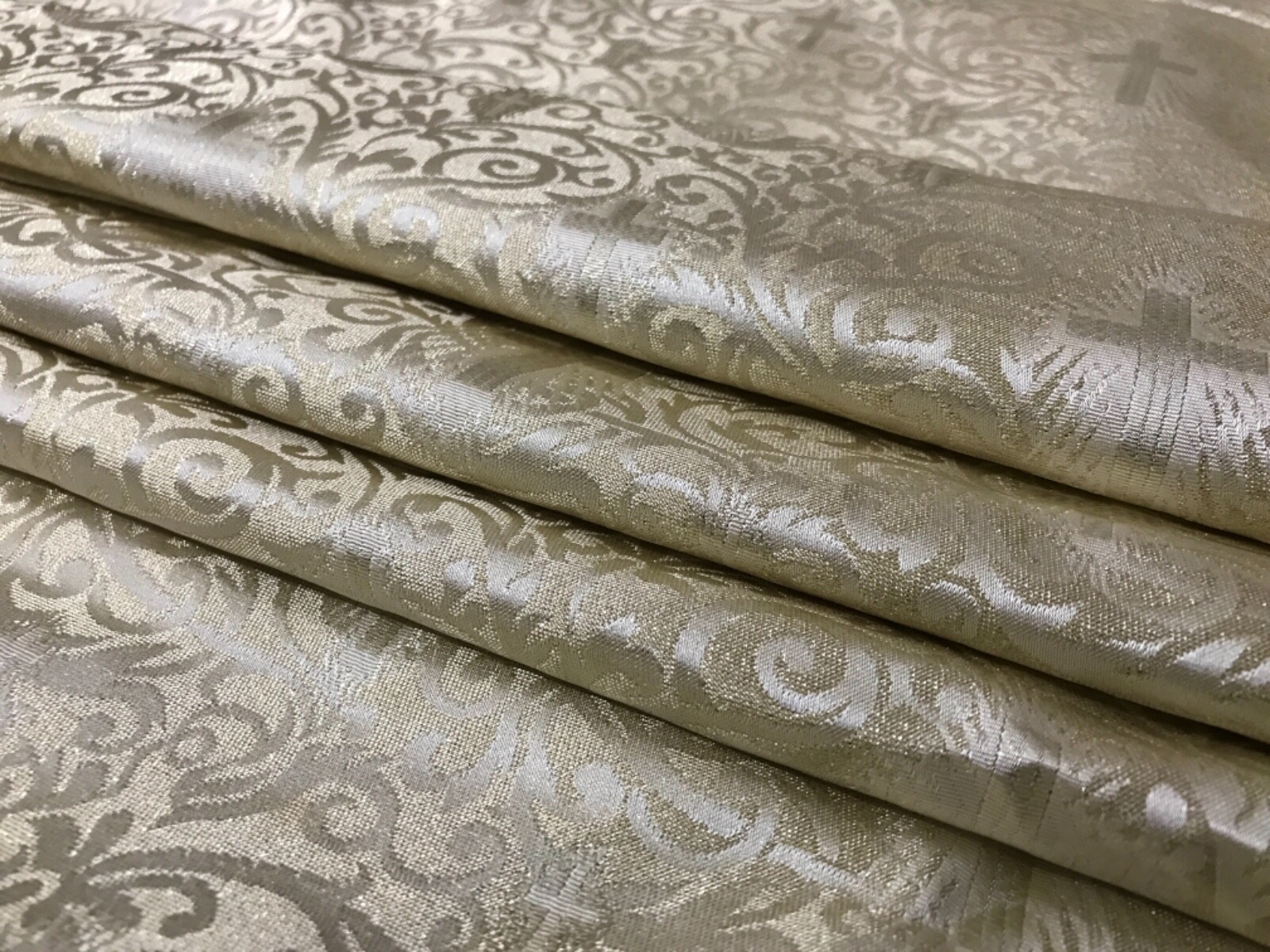 Beige / Gold Brocade Material for Liturgical Vestment and Religious Costumes