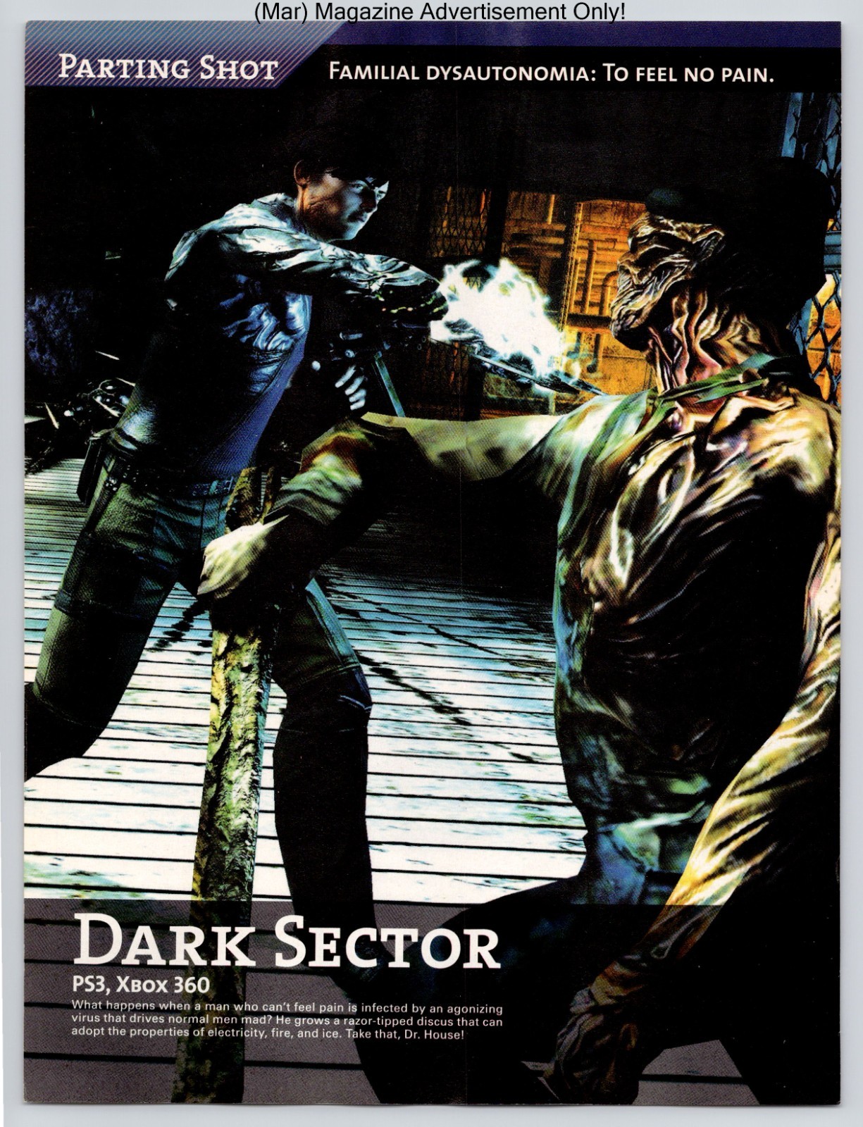 Dark Sector PS3 Xbox 360 D3 Publisher Action Game 2008 Full Page Print Ad