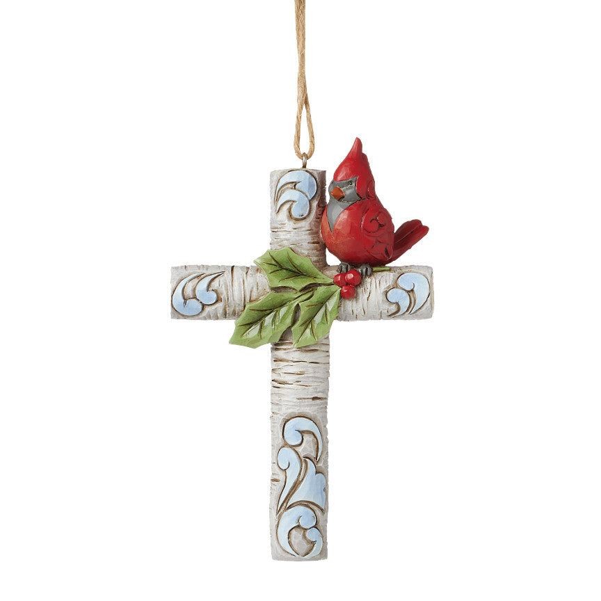 Jim Shore Heartwood Creek Cardinal On Cross Hanging Ornament 6015504