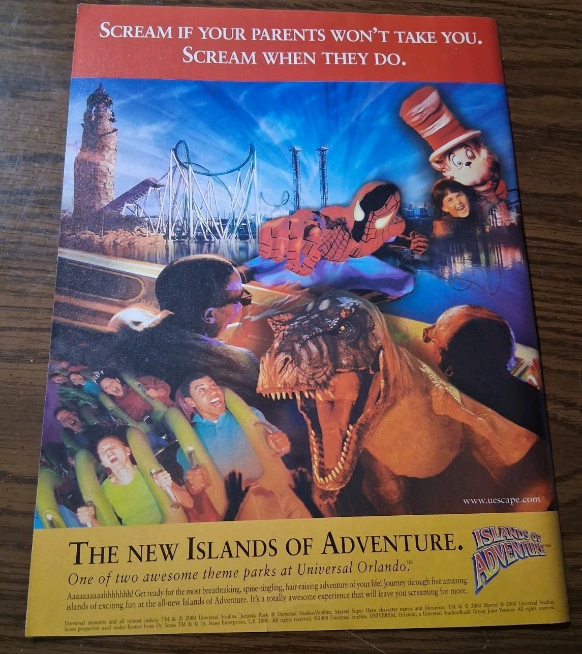 Islands Of Adventure Universal Orlando Vintage Print Ad  8x11 1999