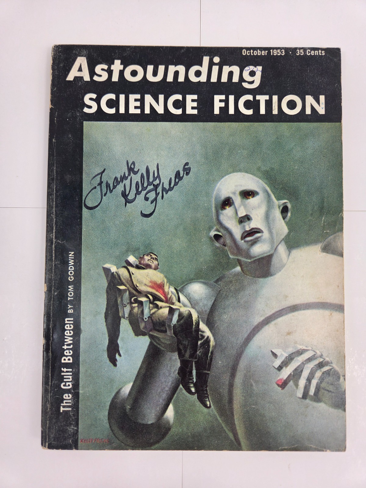 Astounding Science Fiction October 1953 Pulp Magazine - Signed by Frank Freas