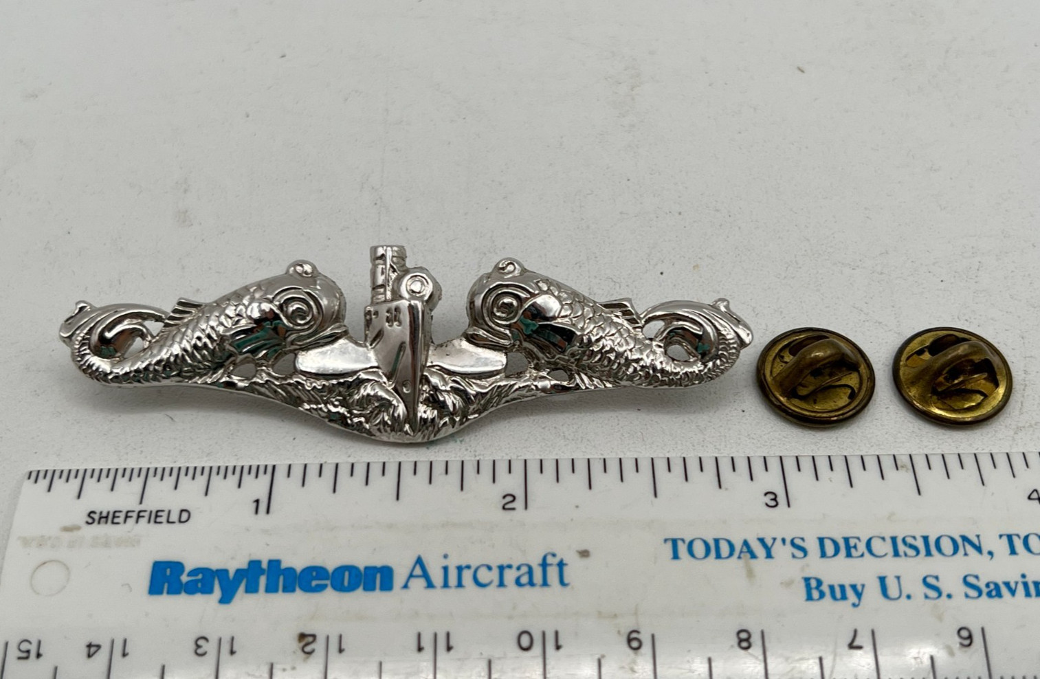 Vintage Hilborn Hamburger US Navy Submarine Warfare Dolphins Sterling Pin Badge