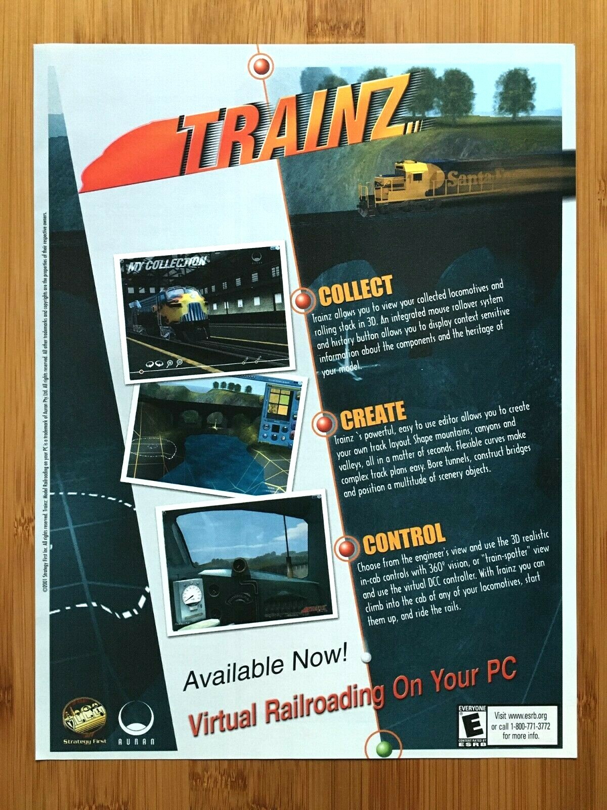 Trainz PC 2001 Vintage Print Ad/Poster Trains Video Game Man Cave Art Decor Rare
