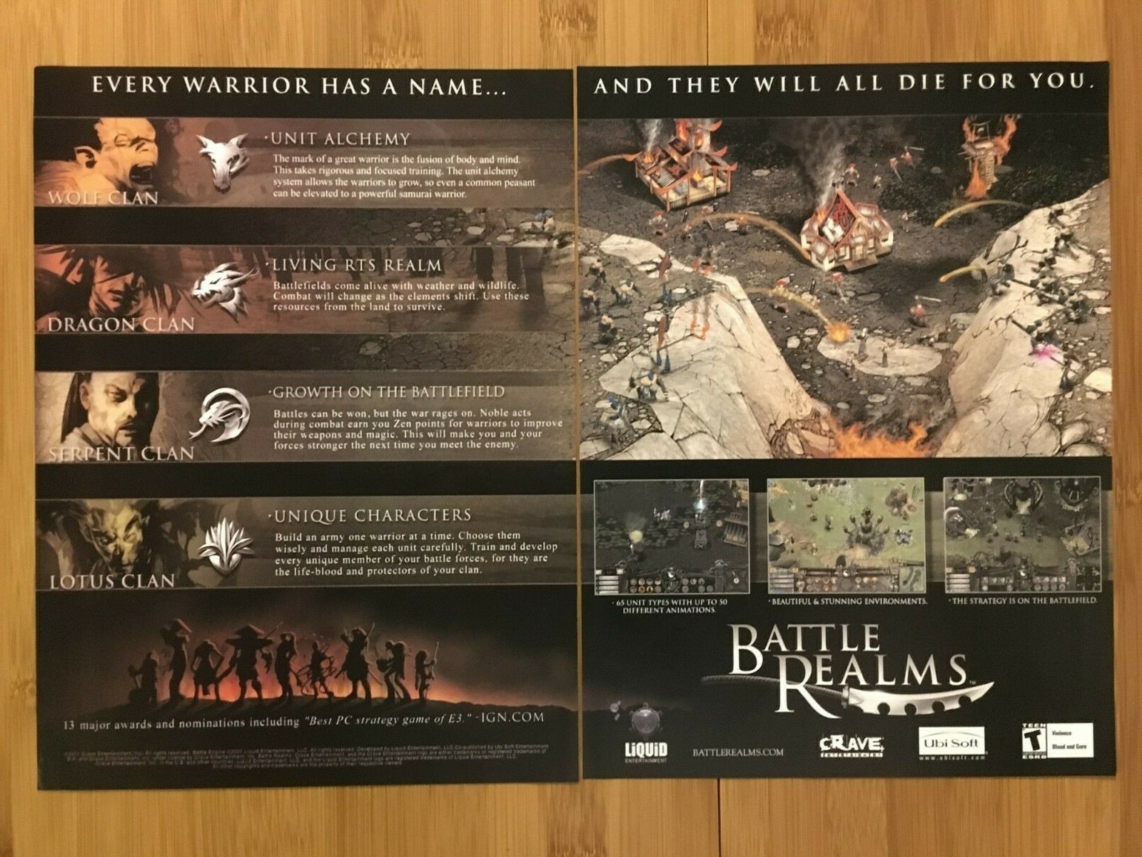 Battle Realms PC 2001 Vintage Print Ad/Poster Official Big Box Promo Art Rare