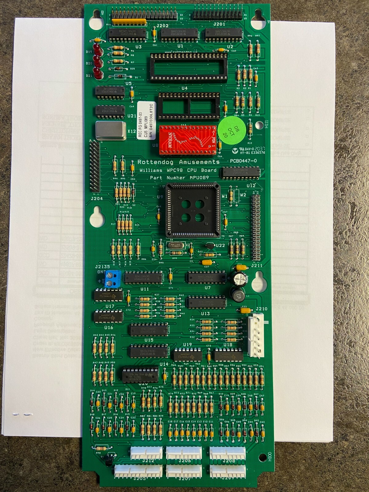 Brand New MPU089 W/ NVRAM for Bally/Williams WPC89 Pinball Machine W/Plcc Tool