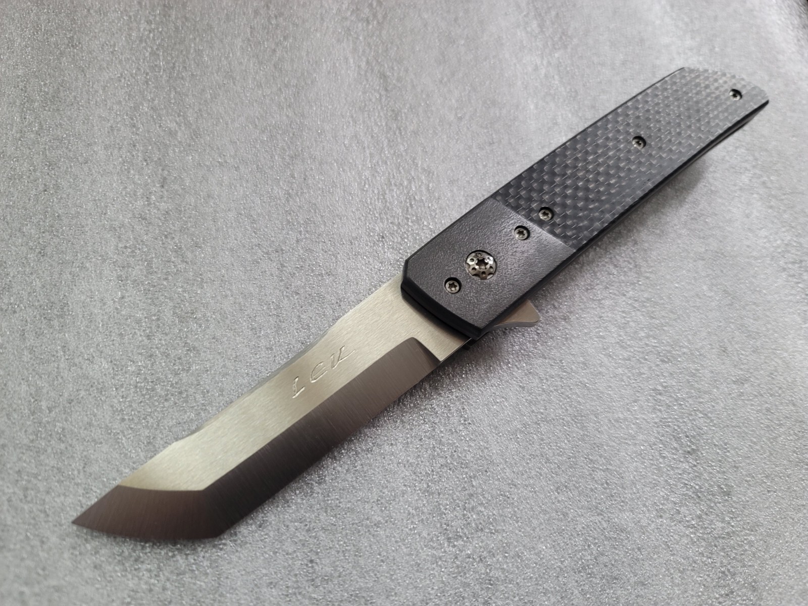 Pohan Leu Custom Knives Hamachi, Scandi Grind, Zirconium Bolster, Silver LSCF