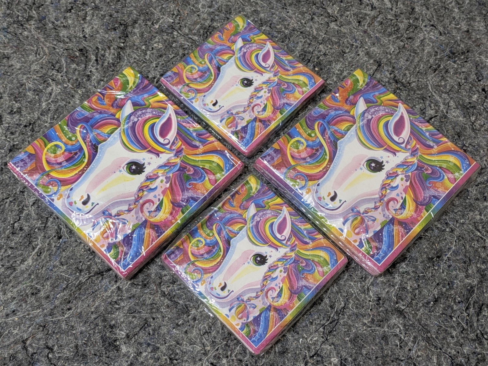 Lisa Frank Rainbow Majesty White HORSE Napkins 2 Pk Luncheon & 2 Pk Beverage NEW