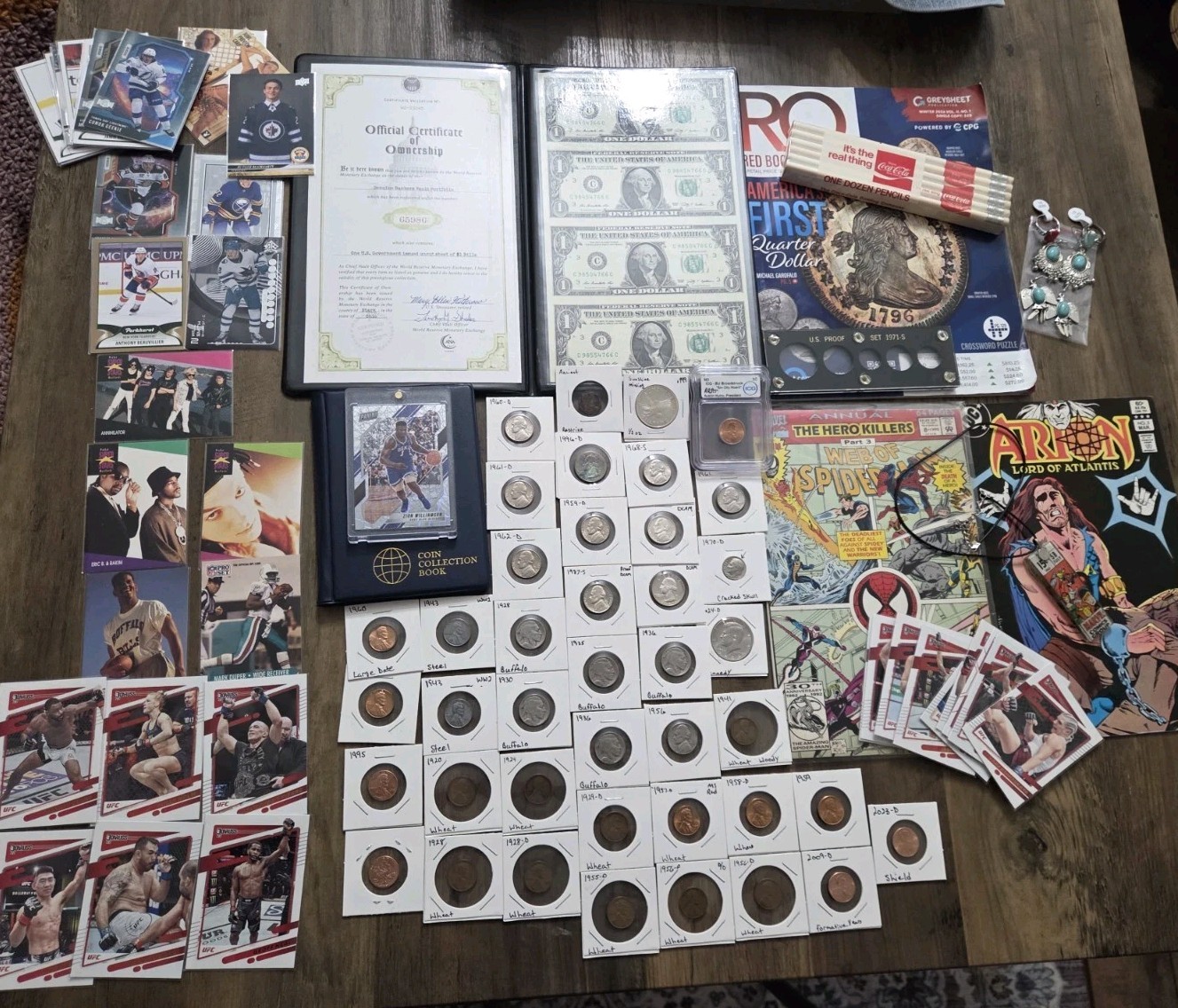 Old Grandpa’s Junk Drawer Lot Silver  .999,Coins,VintageCard 80+ Items,Jewelry
