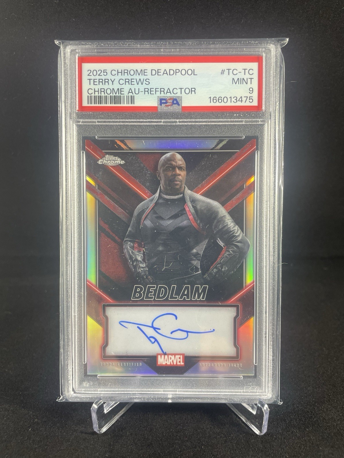 2025 PSA 9 Terry Crews as Bedlam Refractor Auto #TC-TC SP Topps Chrome Deadpool