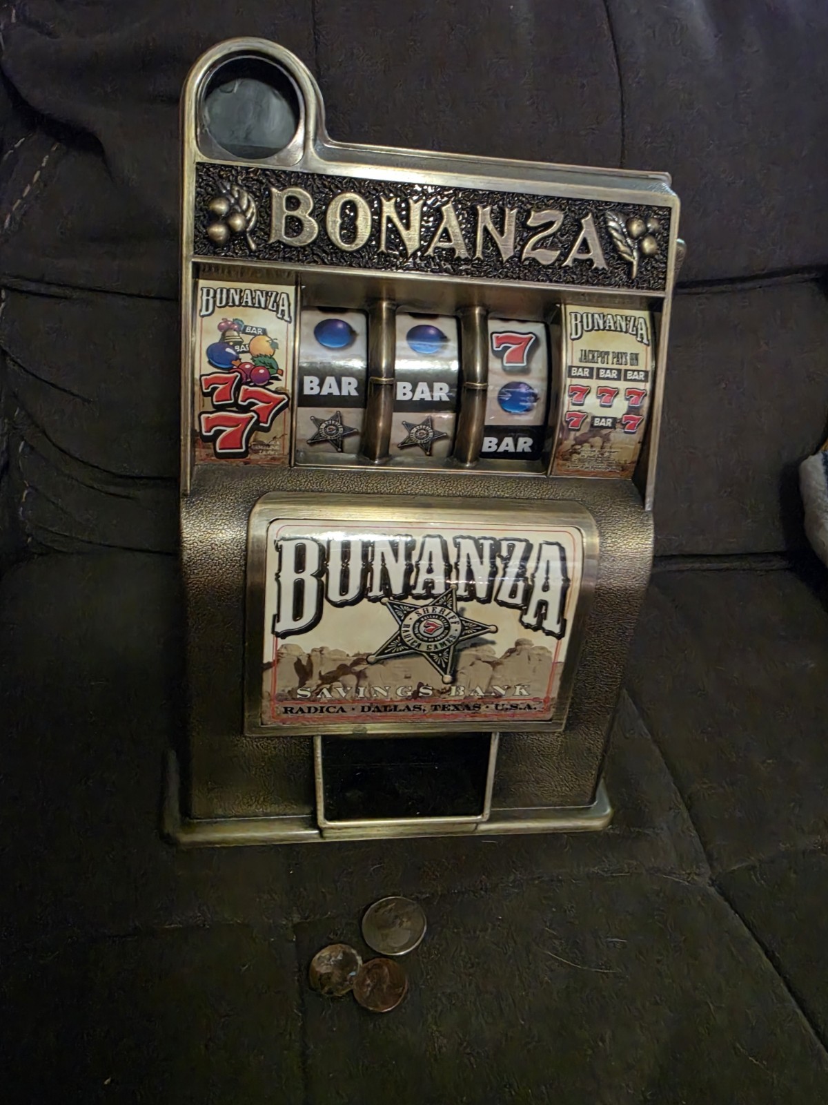 Vintage Radica Buckaroo Toy Bank Slot Machine