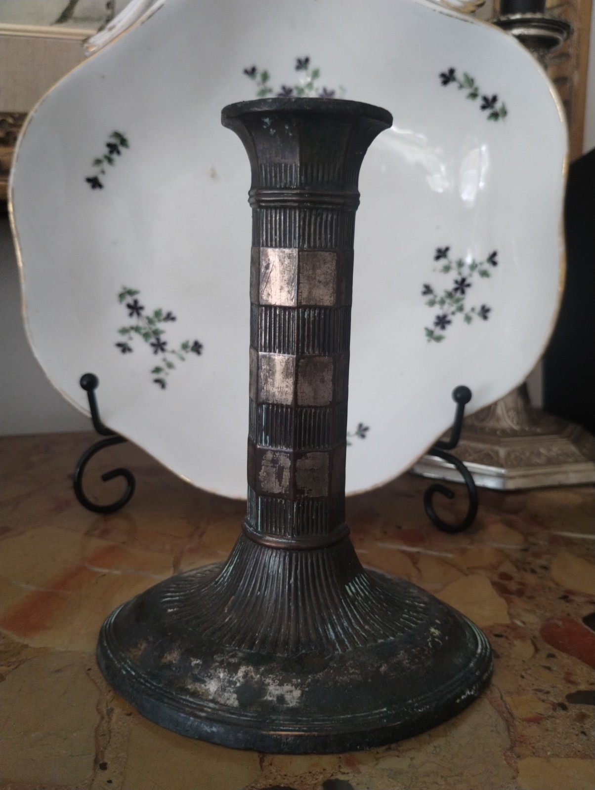 Pair Of Late 18th Century Silveplate Candle Sticks In As Found Condition 