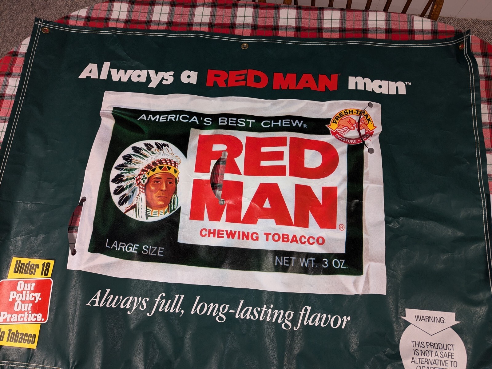 4Ft By 3 FT-VERY RARE-1996 RED MAN TOBACCO ORIGINAL BANNER-PINKERTON TOBACCO CO