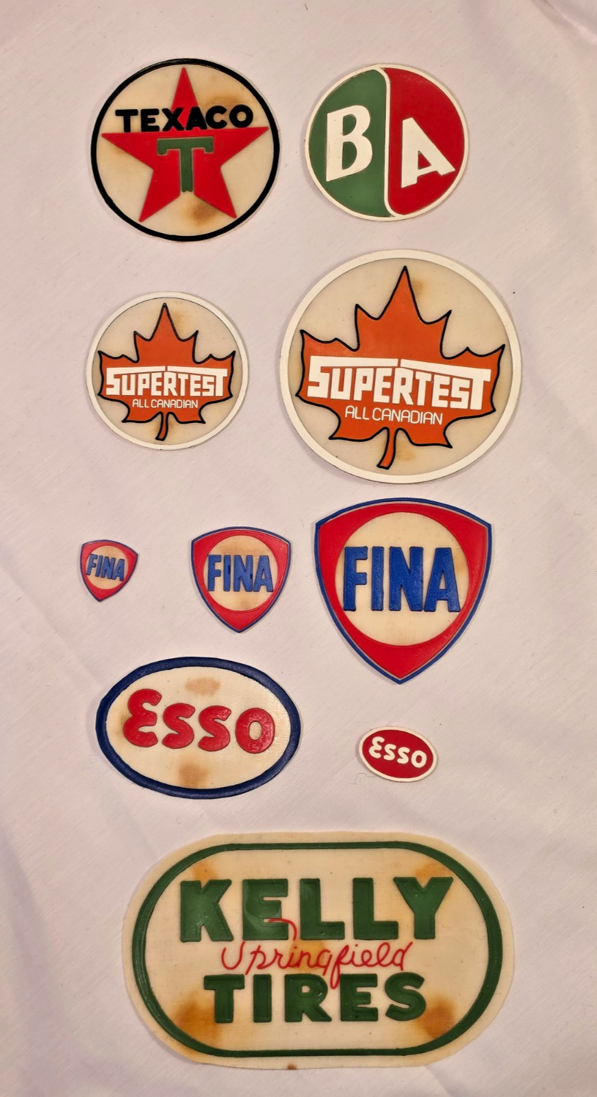 Vintage Canadian Gas Oil Rubber Patches Lot 10 Esso Fina Texaco Supertest BA