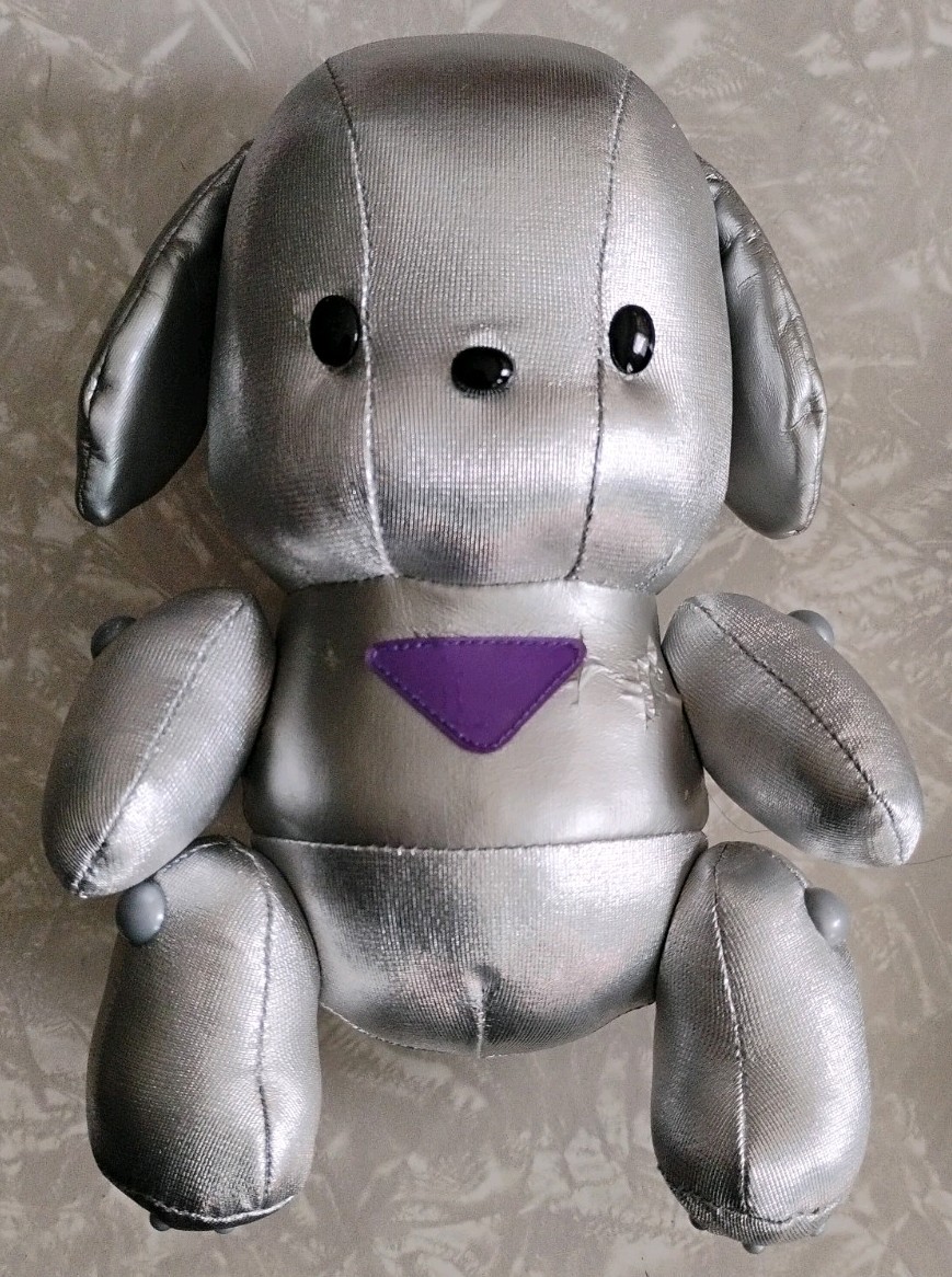 8in Y2K 2000 Sanrio Pochacco Silver Robot Dog Plush Stuffed Animal