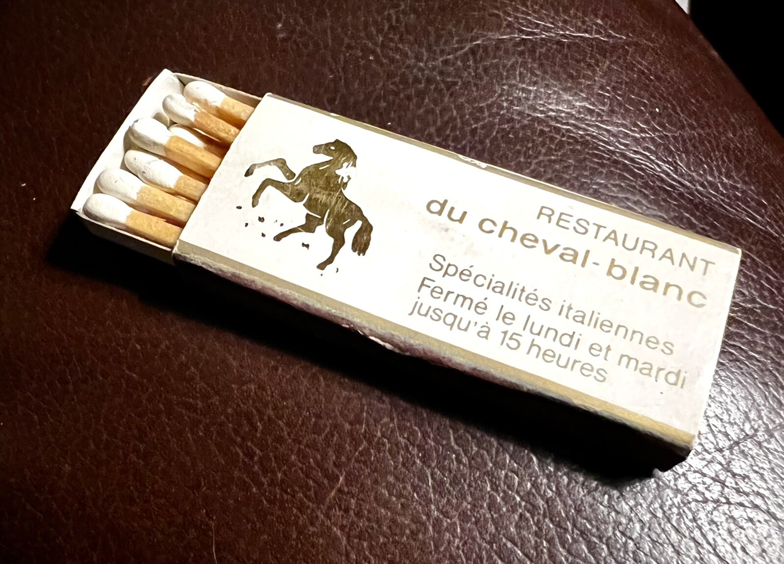 Restaurant Du Cheval Blanc, Geneva Switzerland, Full Unstruck Matchbox