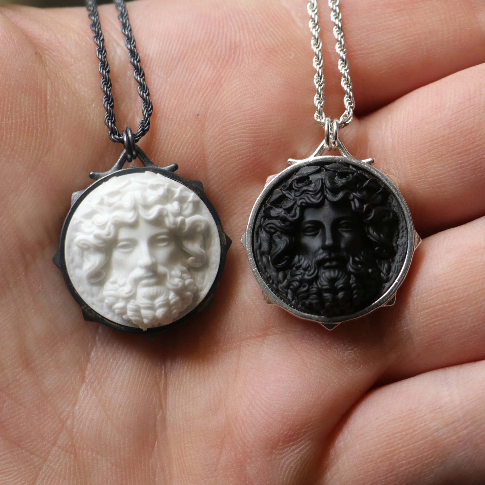 Handmade Marble Zeus 925 Silver Necklace, Greek Mythology Gift
