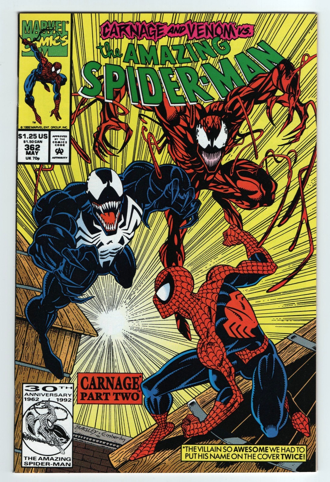 Amazing Spider-Man #362 NM- Raw High Grade Carnage Part Two Venom