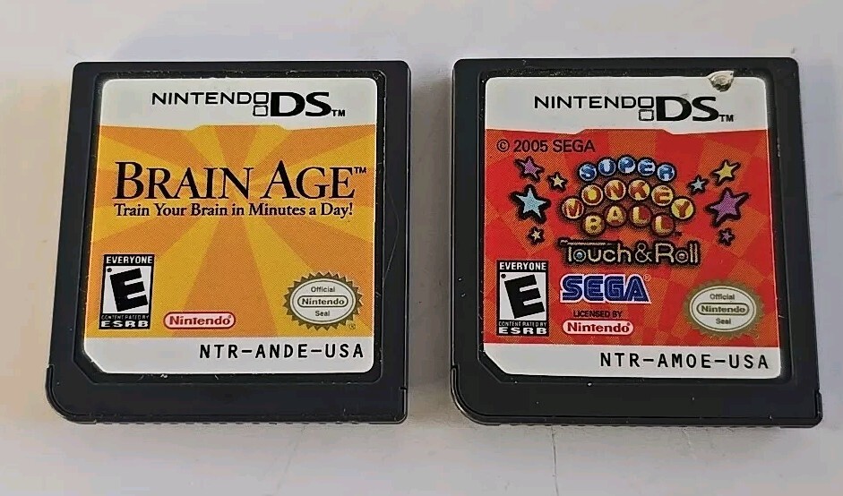 Super Monkey Ball: Touch & Roll & Brain Age (Nintendo DS) Video Game Lot Of 2