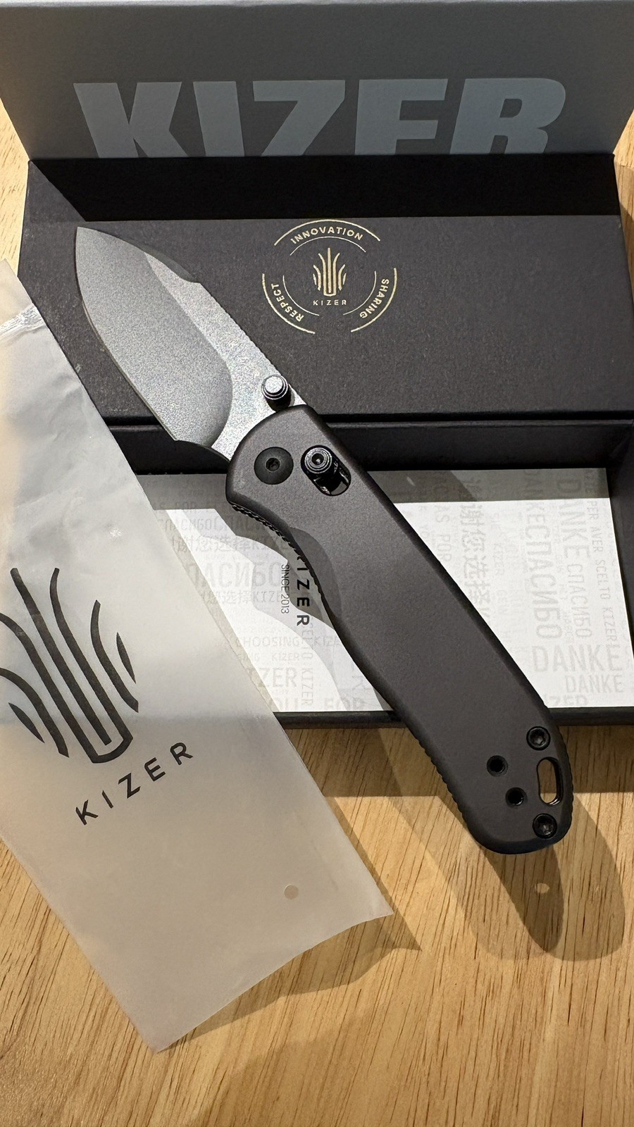 Kizer Drop Bear 2  NEW Pocket Knife Nitro-V Blade Aluminum Handle V3619.2KD2