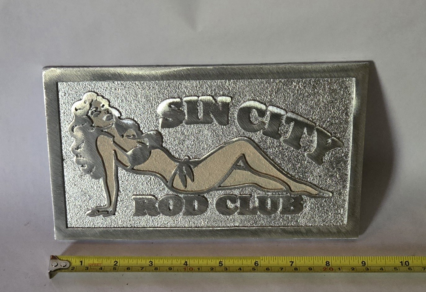 SIN CITY ROD CLUB Cast Aluminum Car Plaque