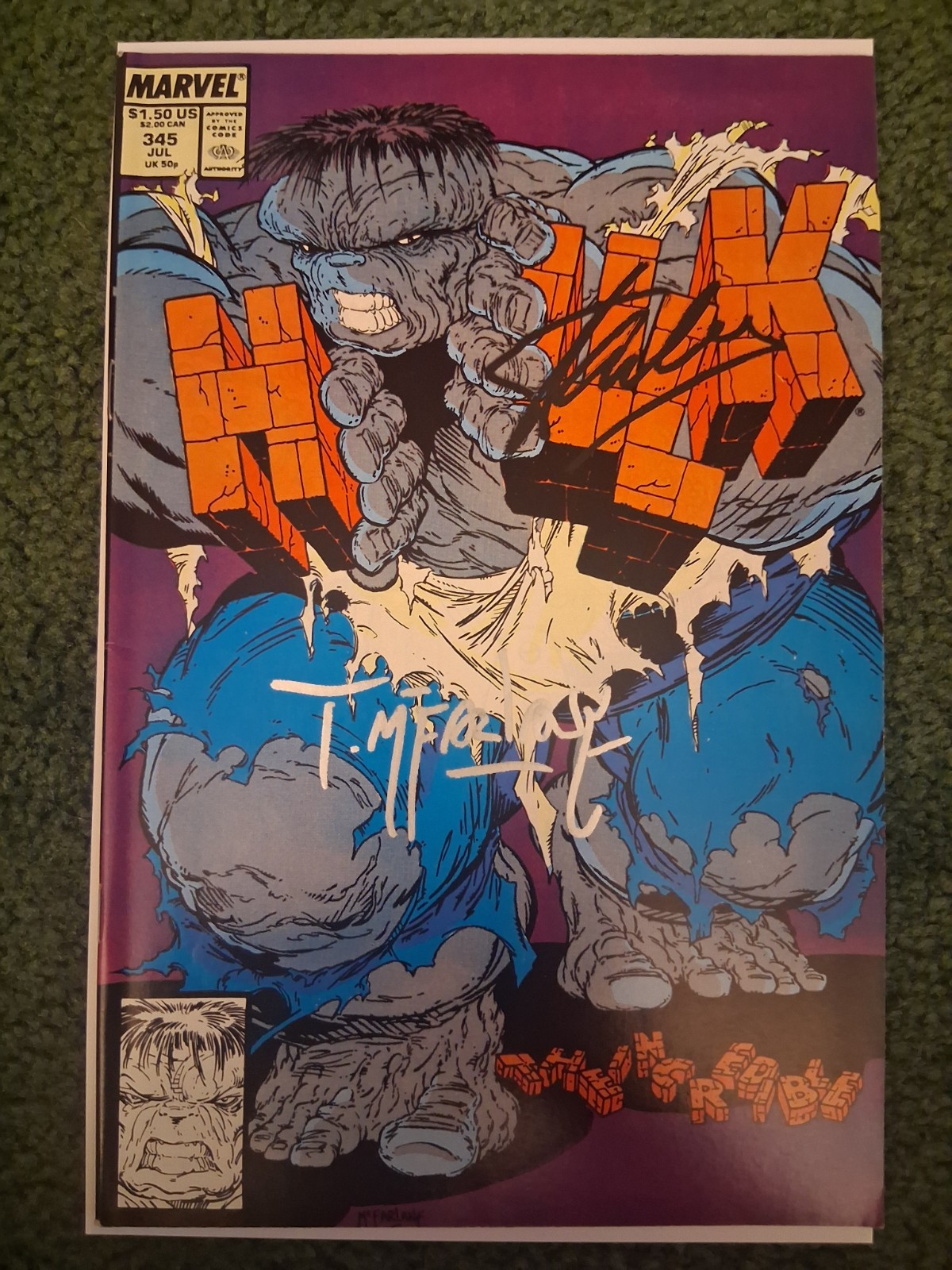Incredible Hulk #345 1988 VF/NM 9.0 Stan Lee Todd Mcfarlane Signed 2x RARE