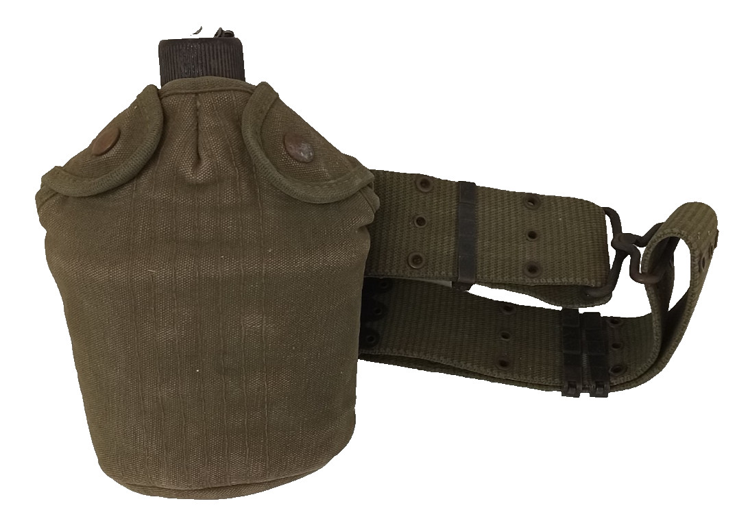 Vintage 1956 US Army Canteen with Cover and Belt 