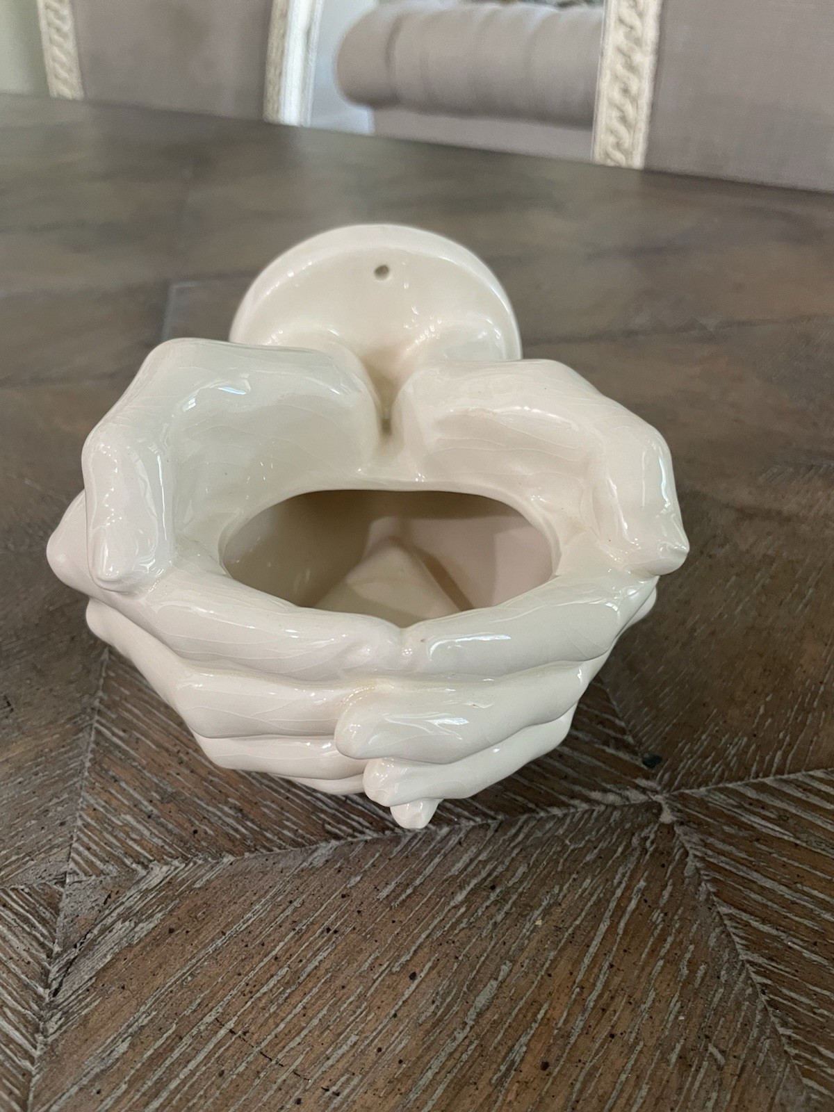 Vtg Nancy Funk Ceramics 80s Pop Art White  Hands Bathroom Cup Holder Wall Mount