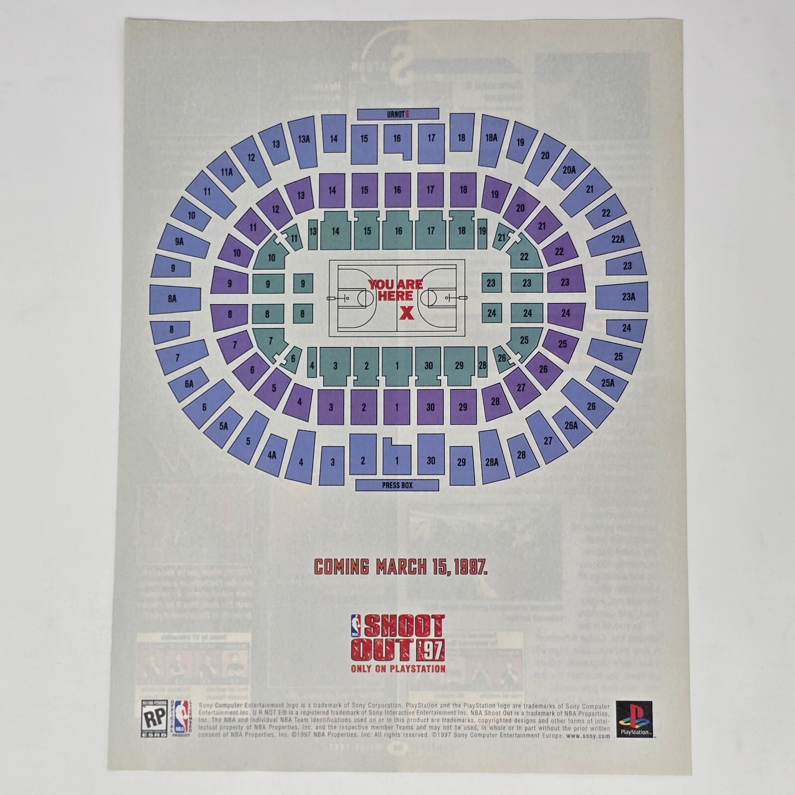 NBA ShootOut 97 Sony PlayStation 1 PS1 You Are Here Print Ad/Poster Promo Art