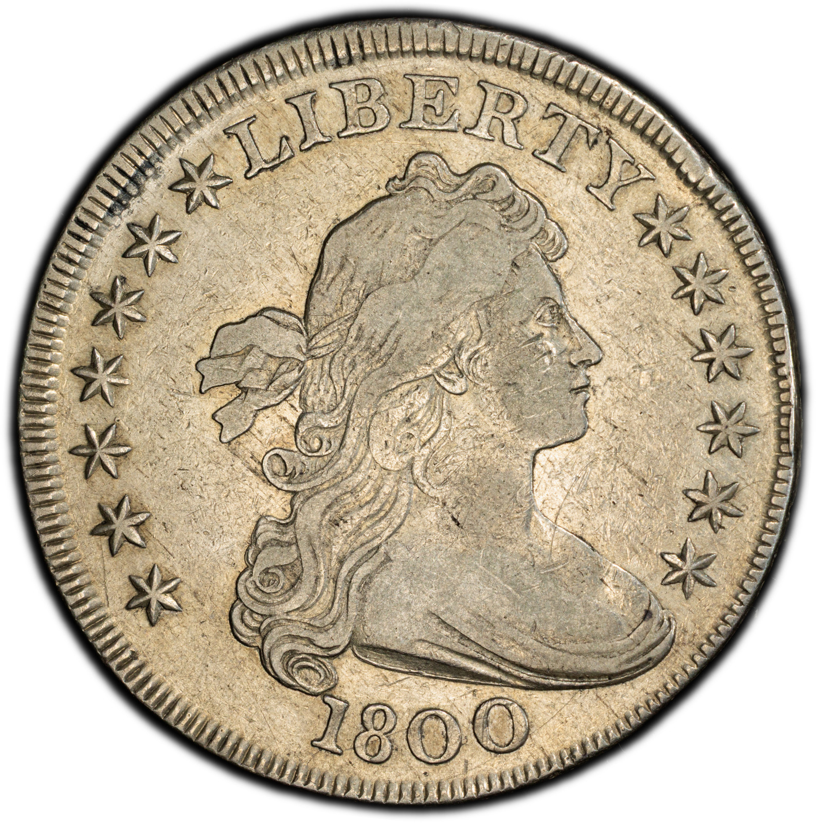 1800 $1 US Dollar, Draped Bust, VF Detail, Cleaned, Rare
