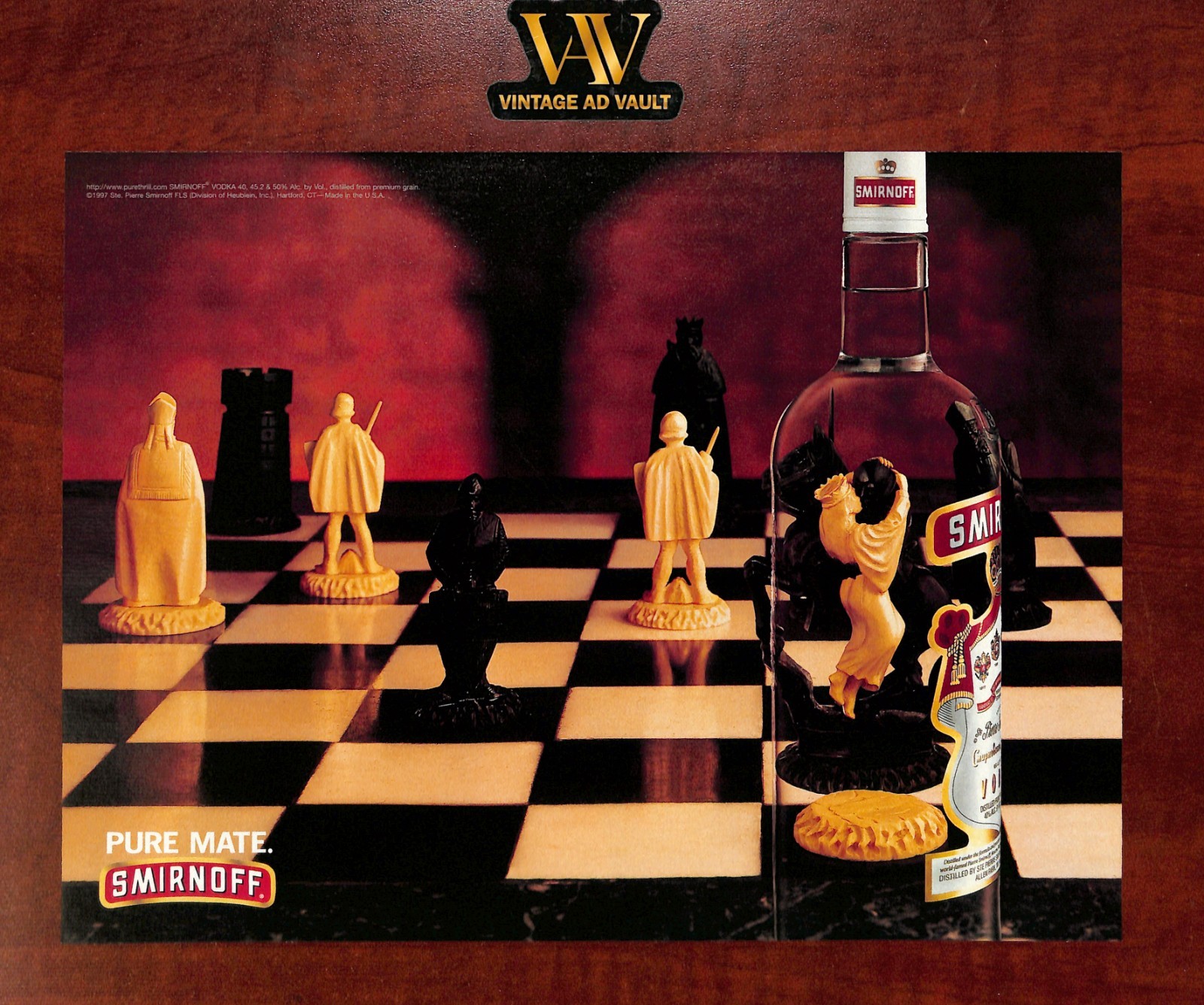Smirnoff Vodka Vintage Print Ad - Pure Mate - Chess Board