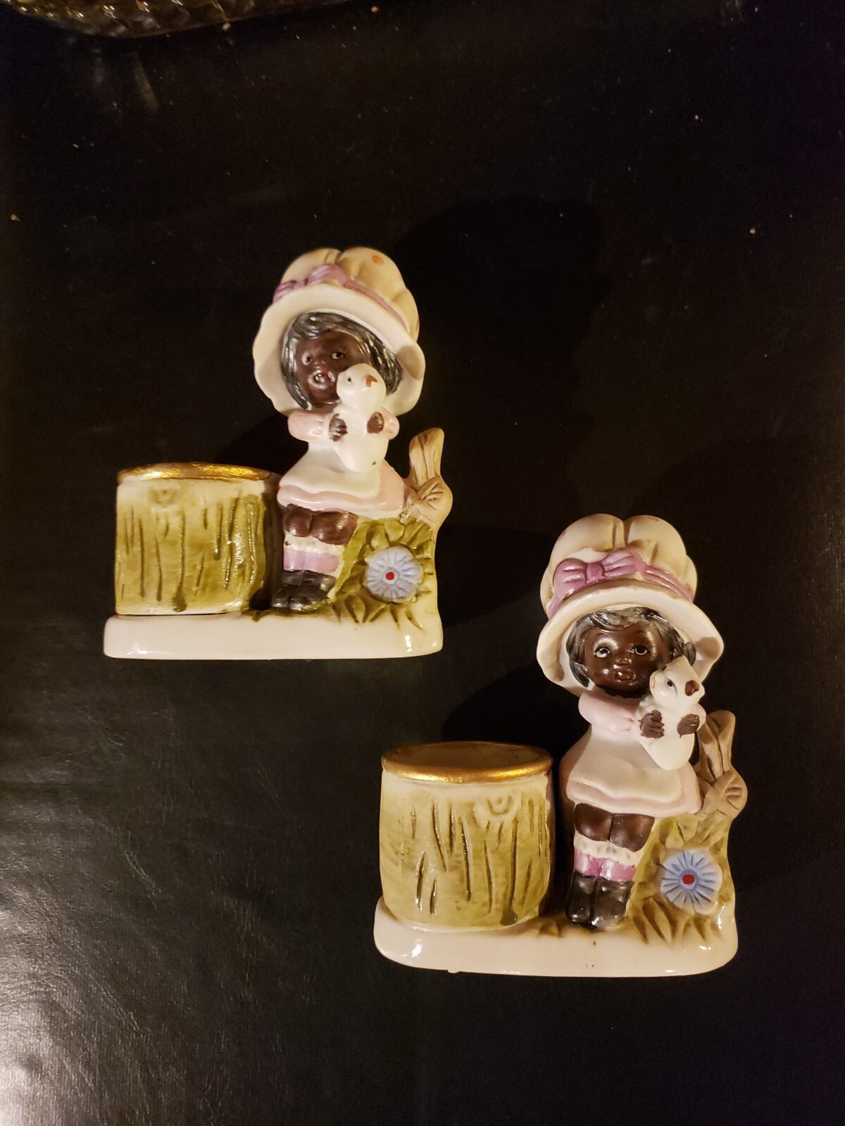 Pair of Vintage Jasco Tawny Tots Candle Holder African American Girl 1979 Hand