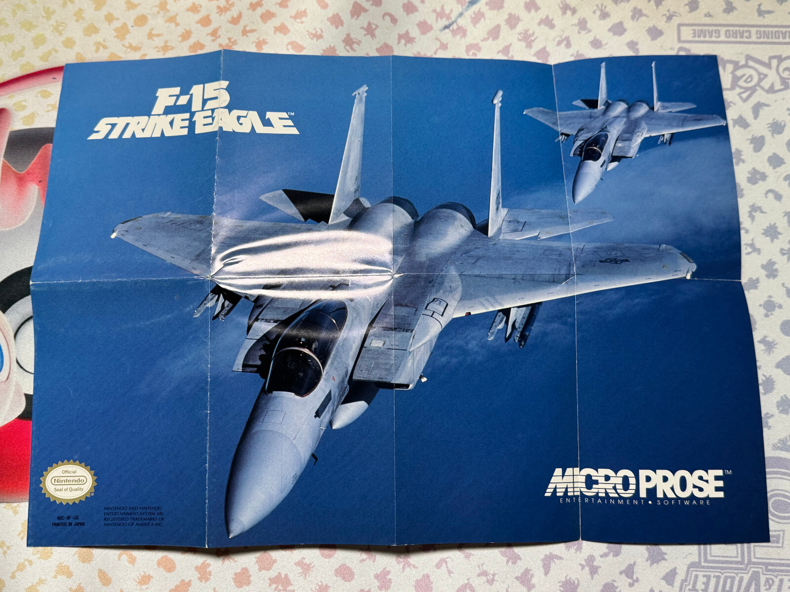 F-15 Strike Eagle Nintendo NES Authentic POSTER INSERT MIC-8F-US RARE EXCELLENT
