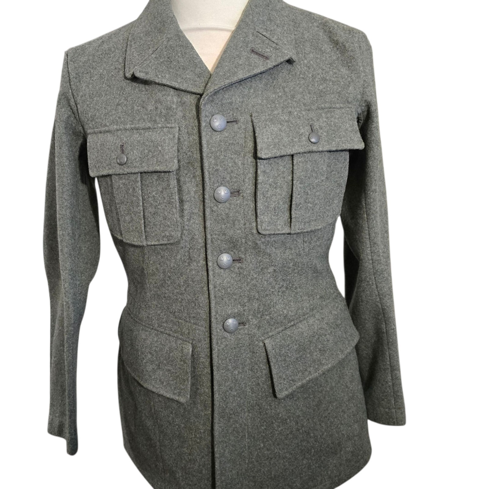 WW2 Era Swedish Army Flannel Jacket Unifrom Size 100 Crown Army Coat 1940s