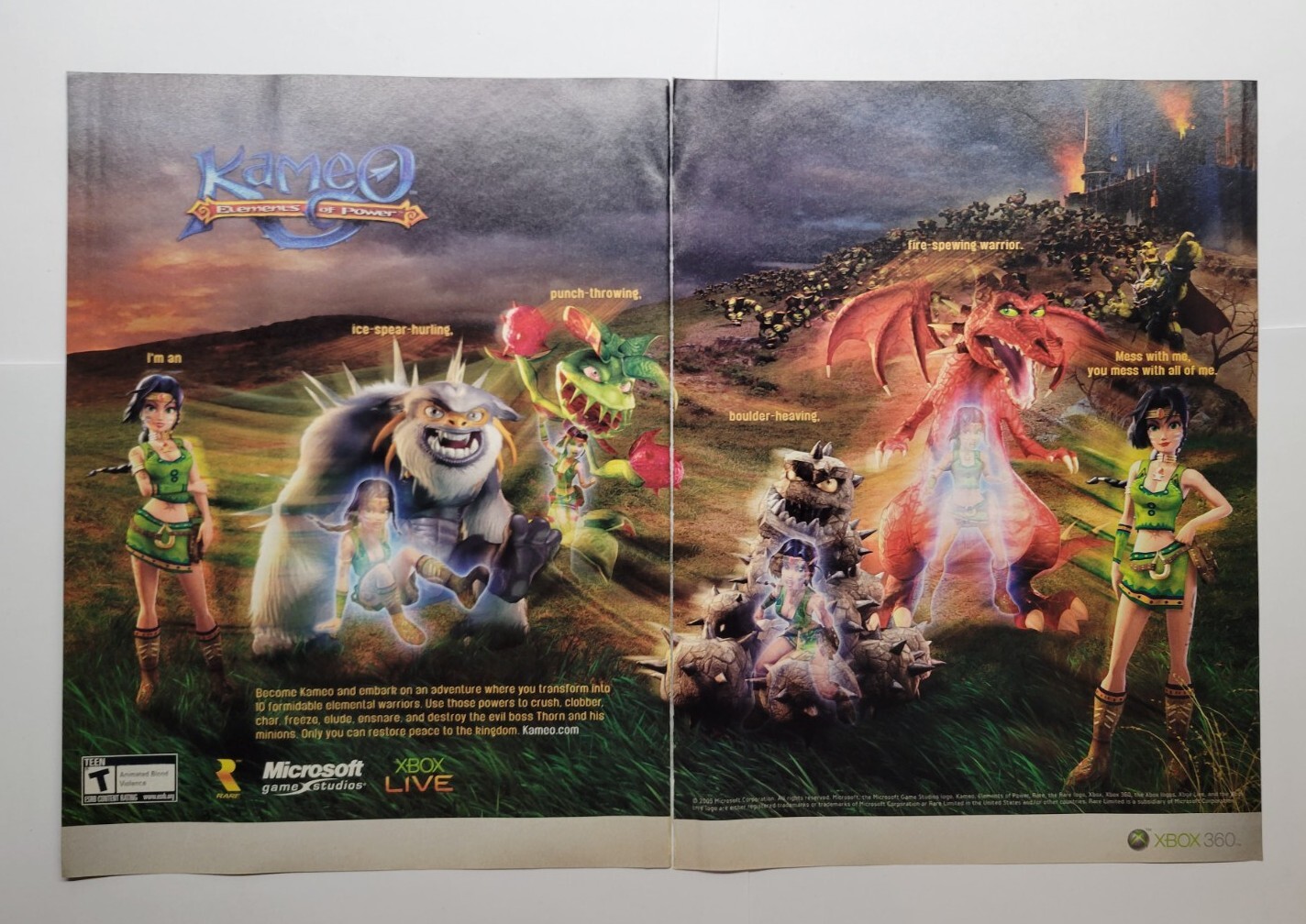 Kameo Elements of Power Microsoft Xbox 360 2005 Double Page Magazine Print Ad