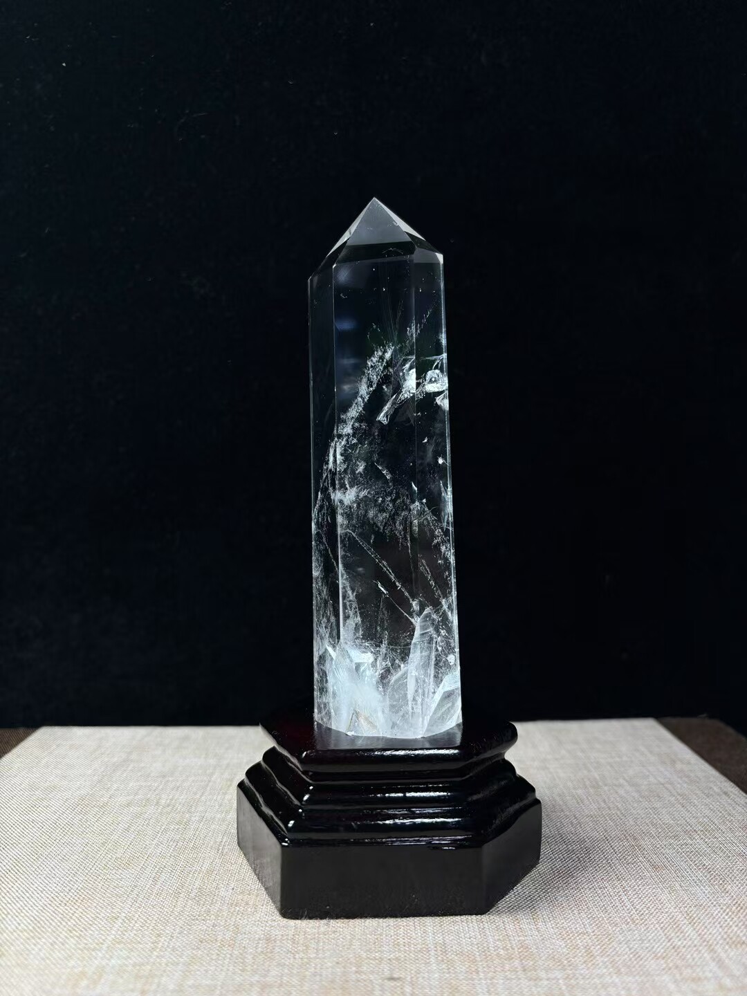 0.858LB Top Natural Clear Quartz Obelisk Healing Crystals Balance Chakras Reiki