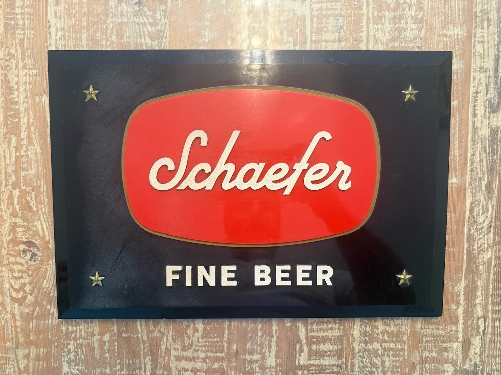 1955 Schaefer Fine Beer (large) Plastic Easelback Sign Brooklyn New York