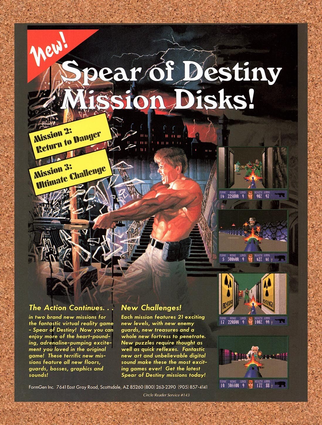 1993 Wolfenstein 3D Spear Of Destiny Mission Disks Original Ad / Wall Art v3