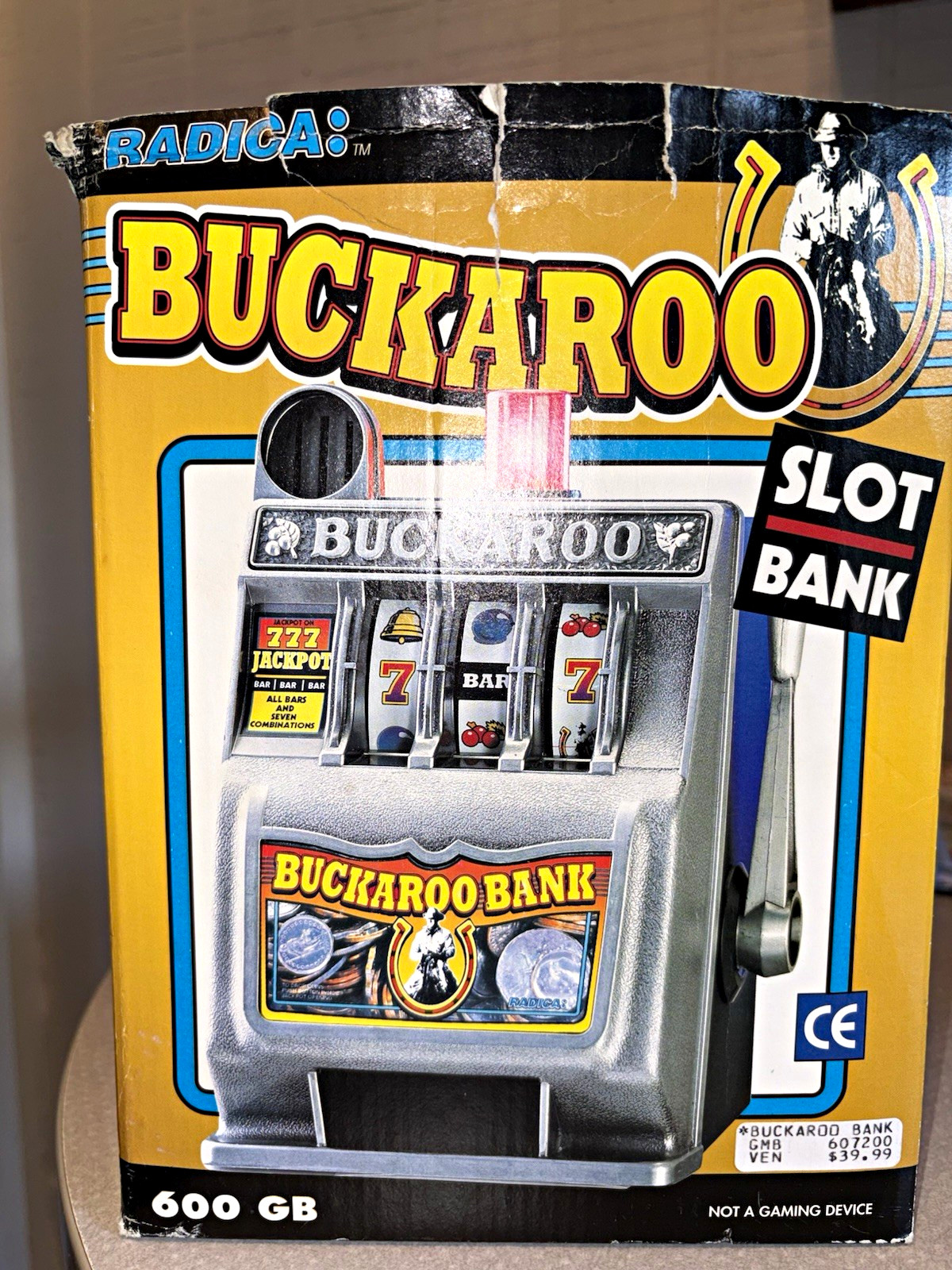 Radica Automatic Jackpot Buckaroo Slot Bank Coin Bank Model 600 GB
