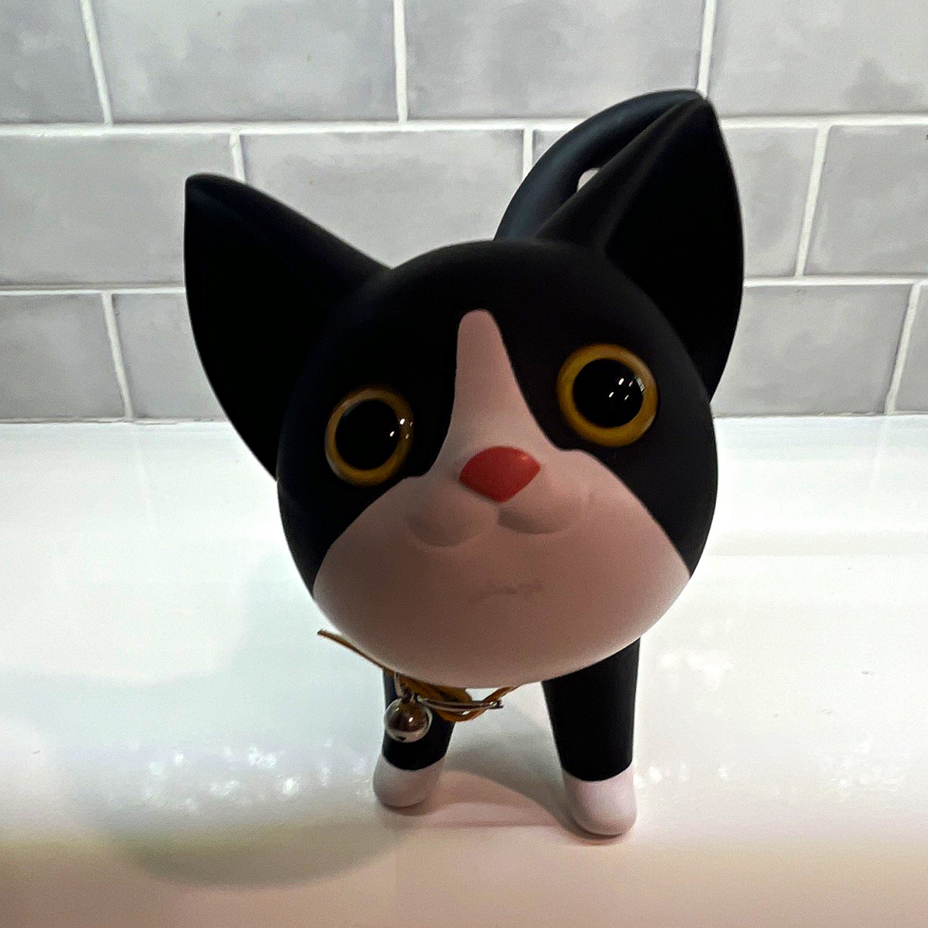 Rare Vintage Semk Design Kat Banker Piggy Bank - White/Black Cat with Original Y
