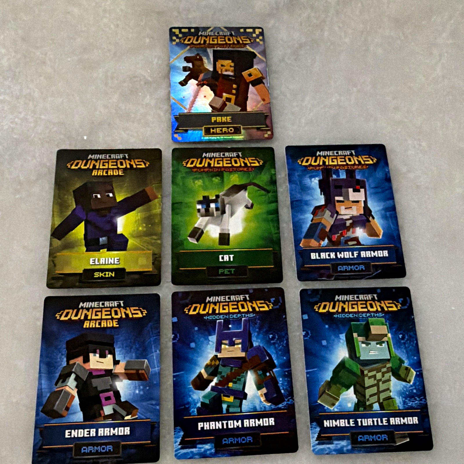 Mojang Minecraft Dungeons Arcade 2025 6-Card Lot Elaine Cat Ender Armor