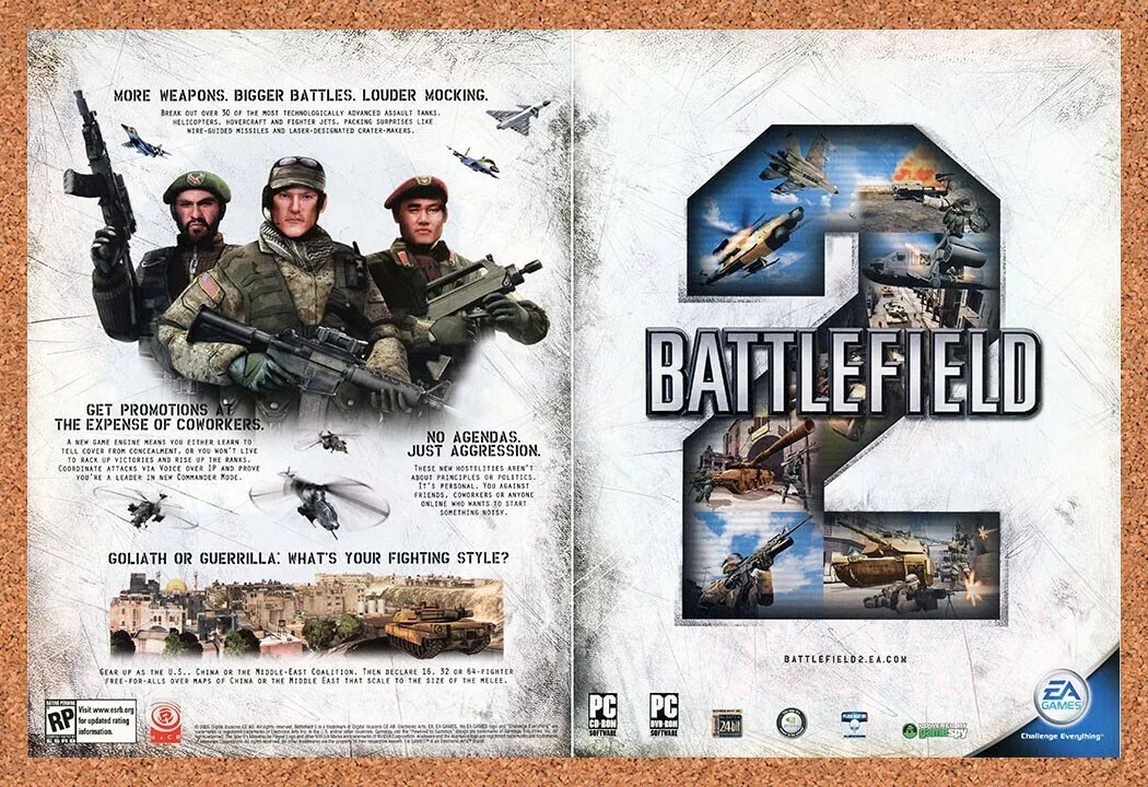 2005 Battlefield 2 PC Original Advertisement / Retro Promo v3