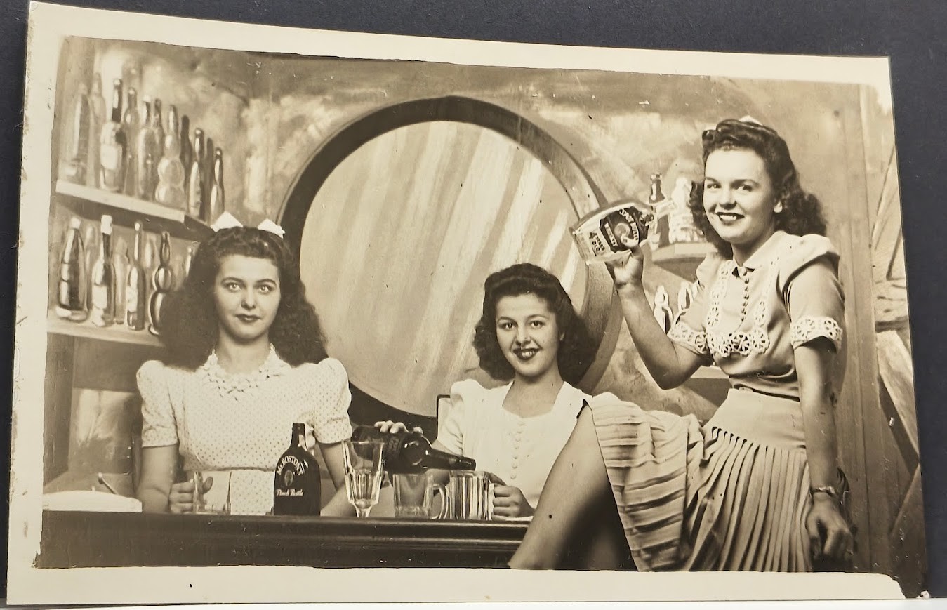 1940\'s souvenir snapshot 3 women drinking ~ RPPC